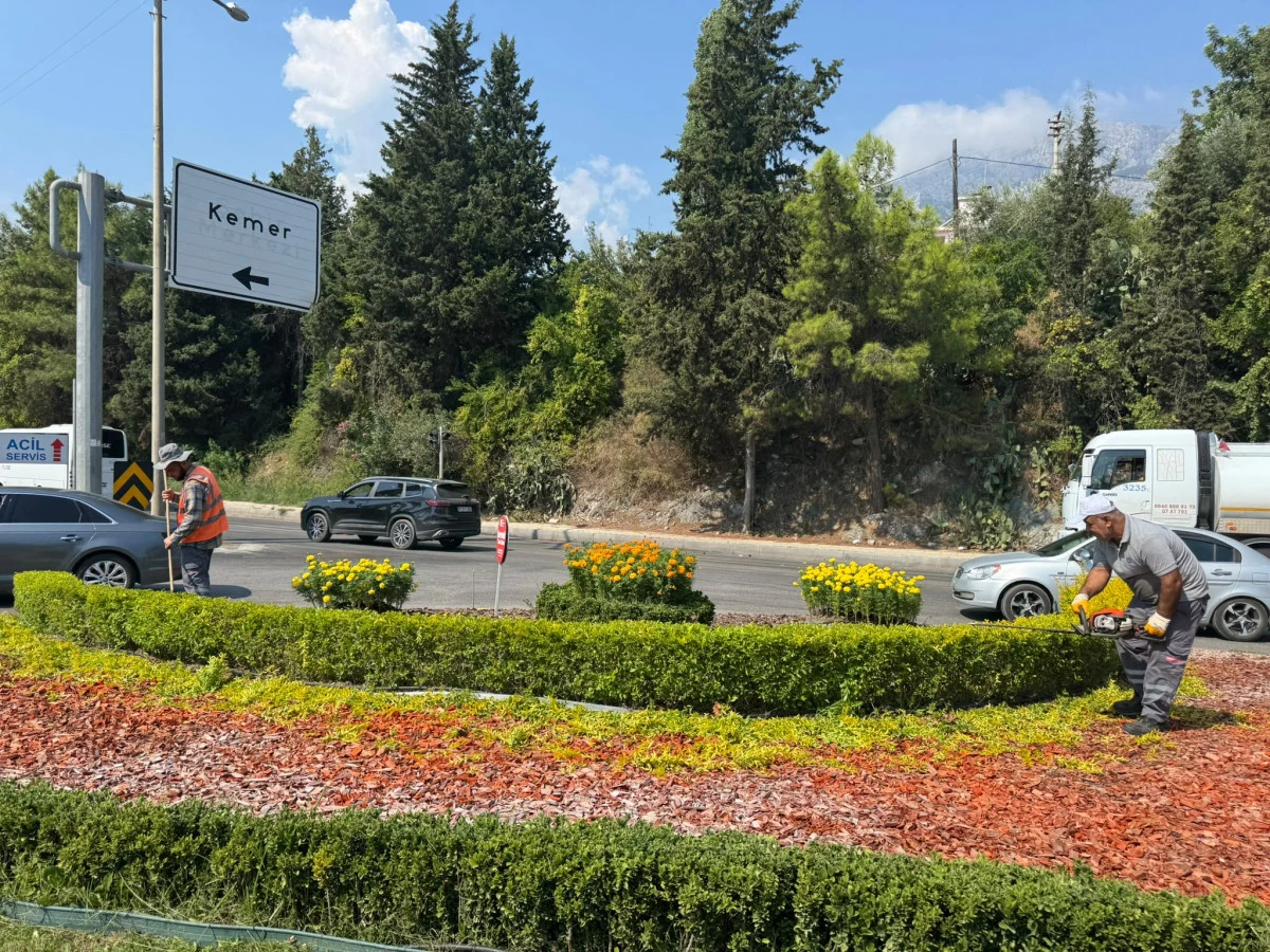 Kemer Atat&uuml;rk Caddesi&rsquo;nde peyzaj &ccedil;alışması