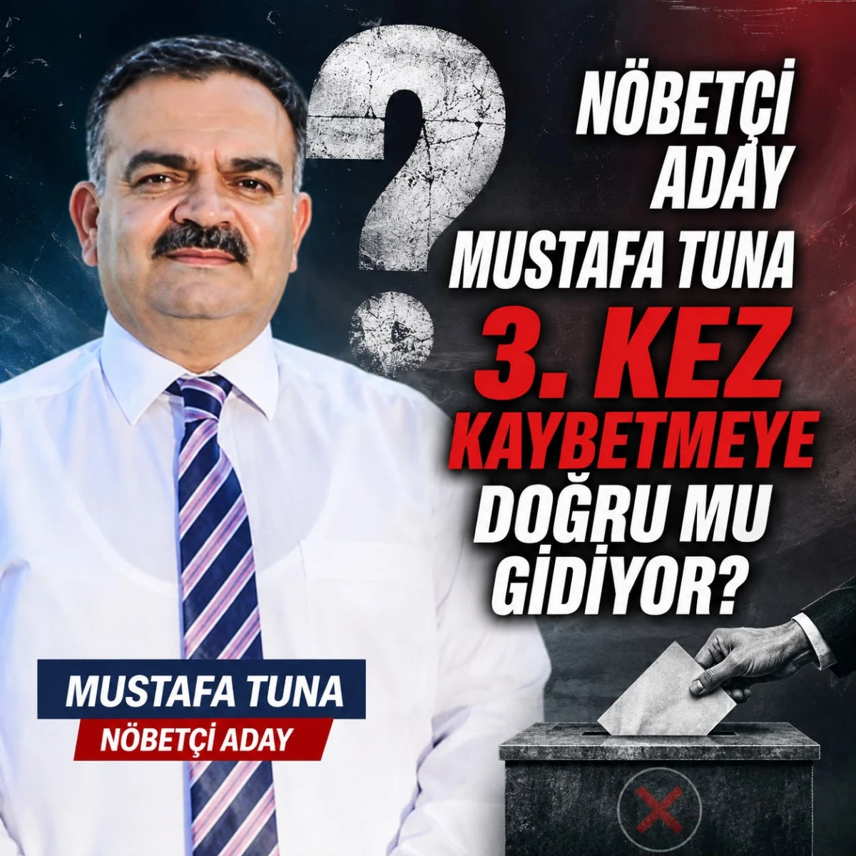 N&Ouml;BET&Ccedil;İ ADAY MUSTAFA TUNA 3. KEZ KAYBETMEYE DOĞRU MU GİDİYOR ?